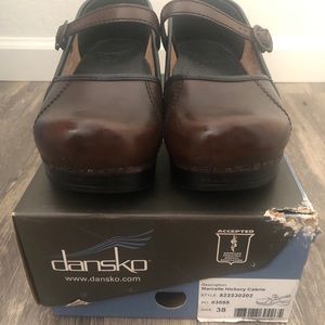Dansko Brown Leather Nurse Comfort Clogs